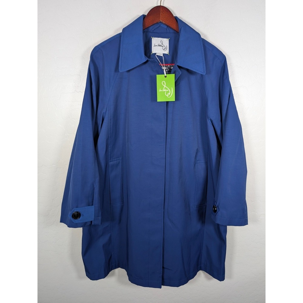 Sam Edelman Trench Coat Womens XL Single Breast Cobalt Blue Button Up Outerwear